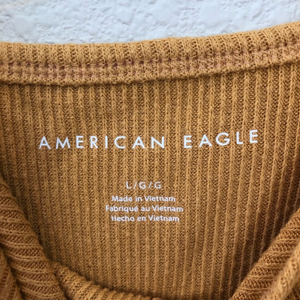 American Eagle Mustard Yellow Ribbed Crop Top - Picture 3 of 5